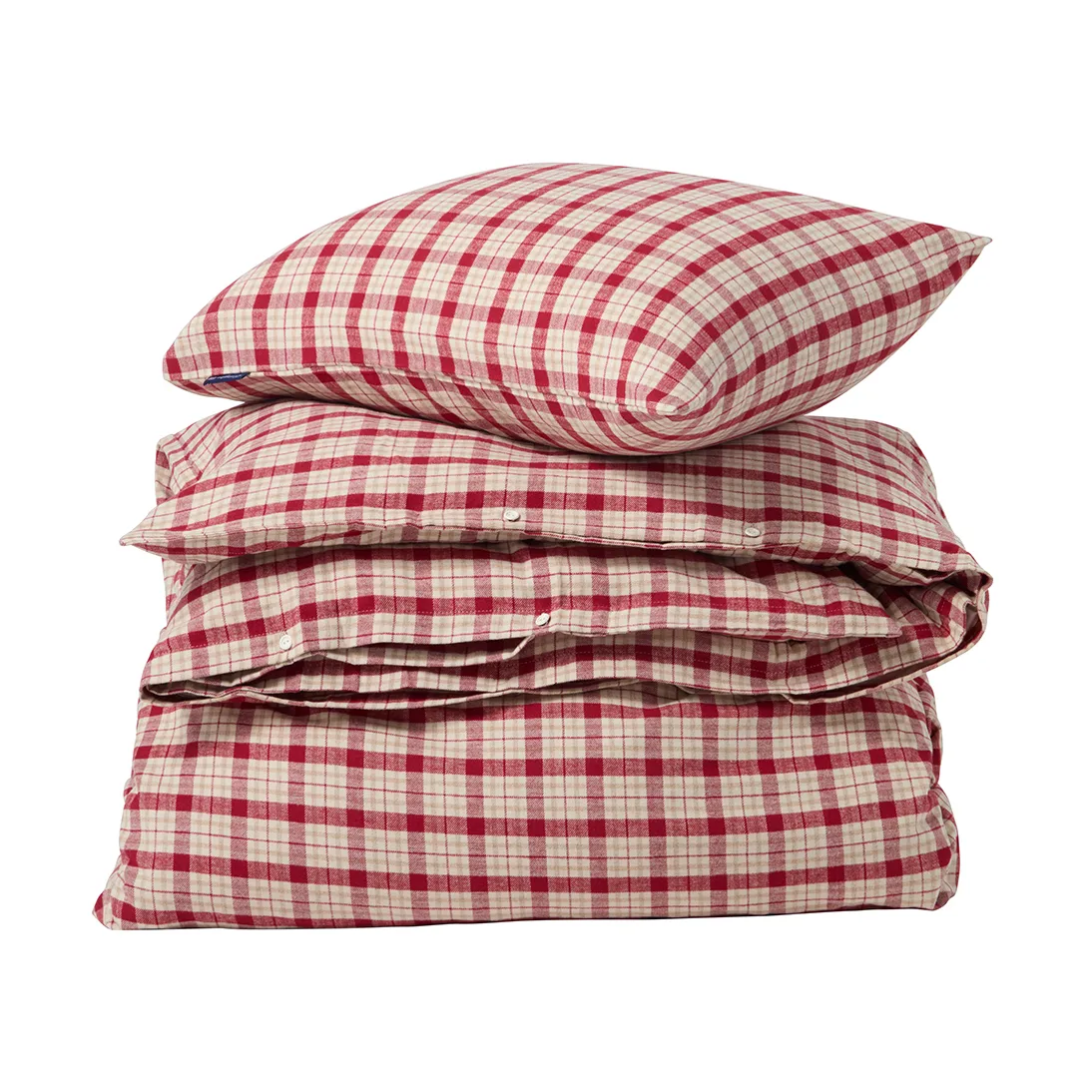 Red-beige Checked bomull flanell bäddset 2 delar, 50x60 cm, 150x210 cm Lexington