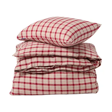 Red-beige Checked bomull flanell bäddset 2 delar - 50x60 cm, 150x210 cm - Lexington