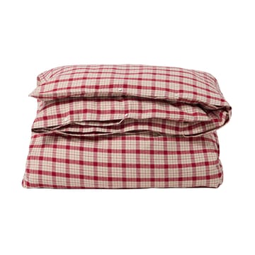 Red-beige Checked bomull flanell bäddset 2 delar - 50x60 cm, 150x210 cm - Lexington