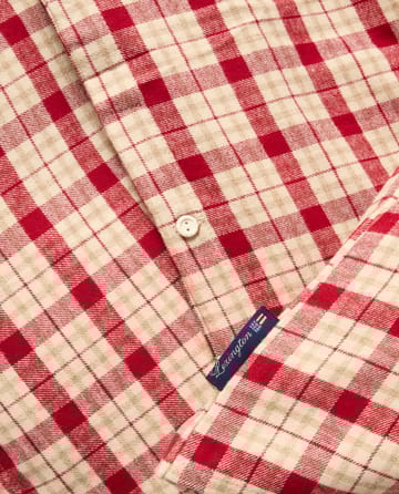 Red-beige Checked bomull flanell bäddset 2 delar - 50x60 cm, 150x210 cm - Lexington