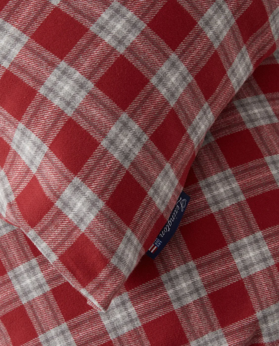 Red Checked Cotton Flannel bäddset, 50x60 cm, 150x210 cm Lexington