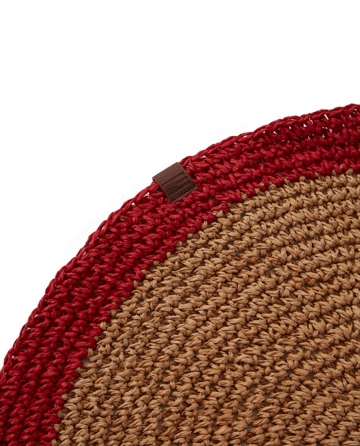 Round Recycled Paper Straw bordstablett Ø38, Beige-röd Lexington