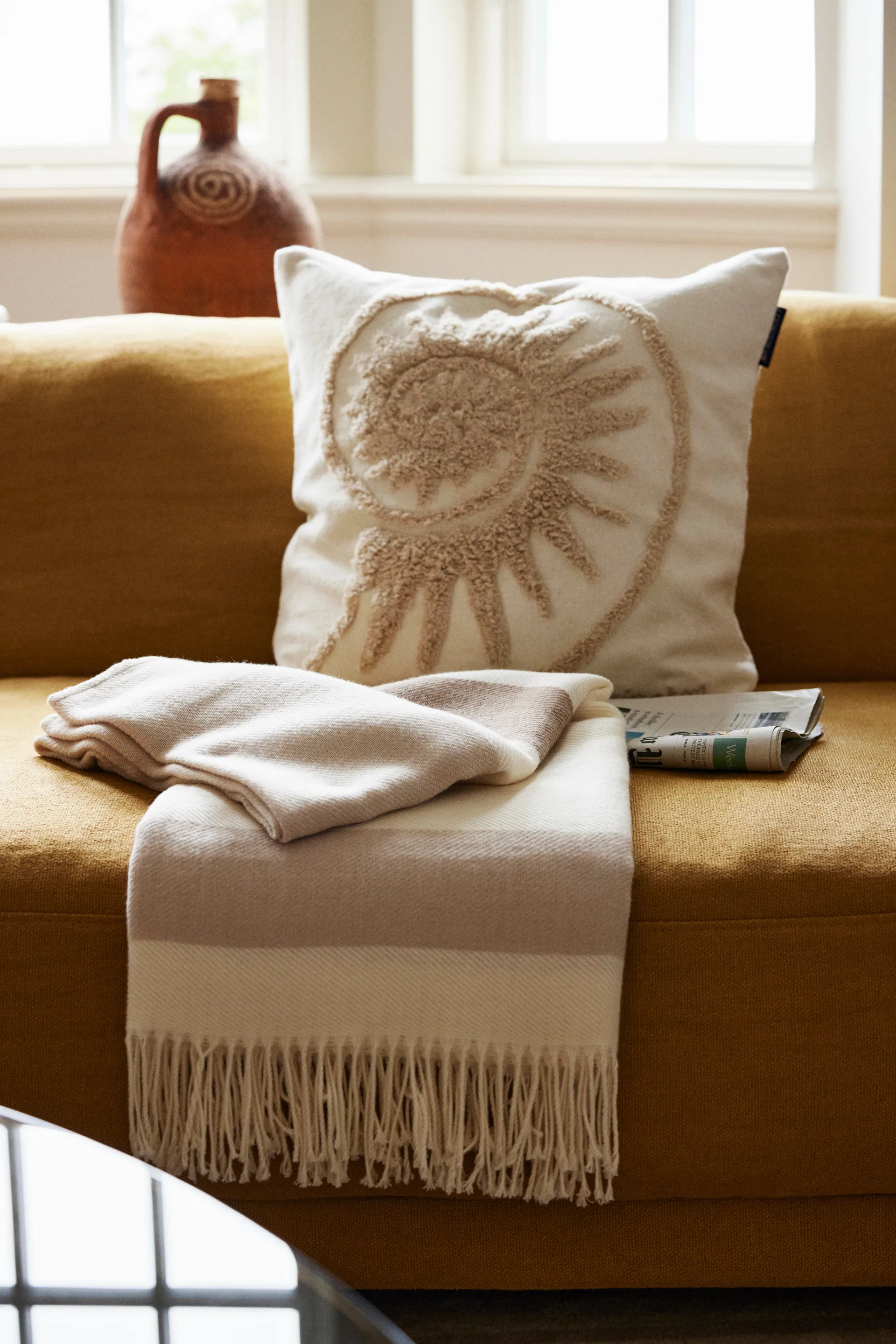 Rug Shell Cotton Canvas kuddfodral 50x50 cm, White Lexington