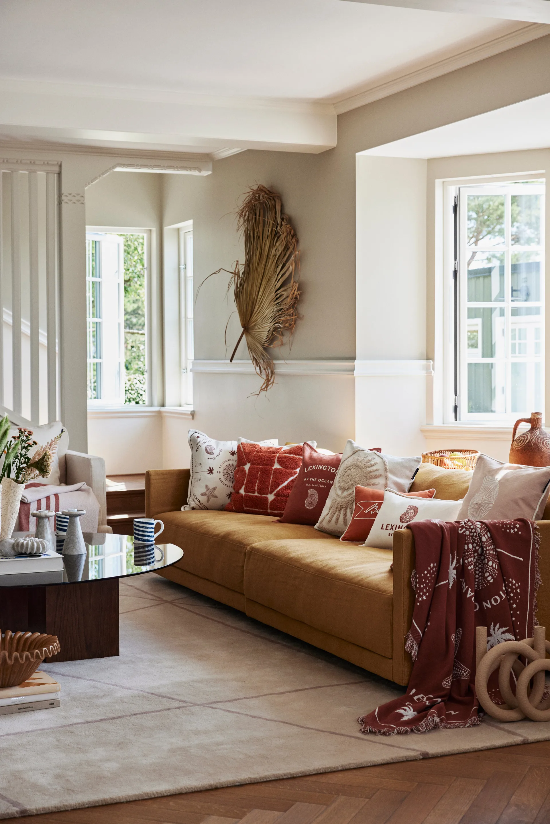 Sea Embroidered Recycled Cotton kuddfodral 50x50cm, Light Beige Lexington