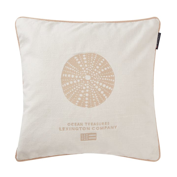 Sea Embroidered Recycled Cotton kuddfodral 50x50cm, White-Beige Lexington