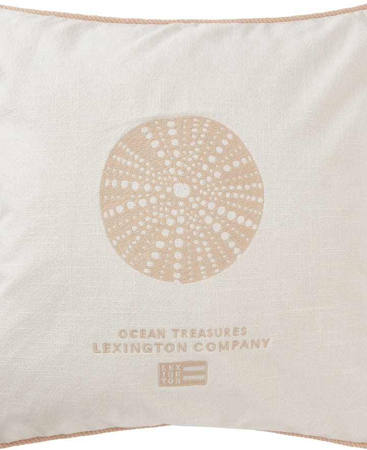 Sea Embroidered Recycled Cotton kuddfodral 50x50cm, White-Beige Lexington
