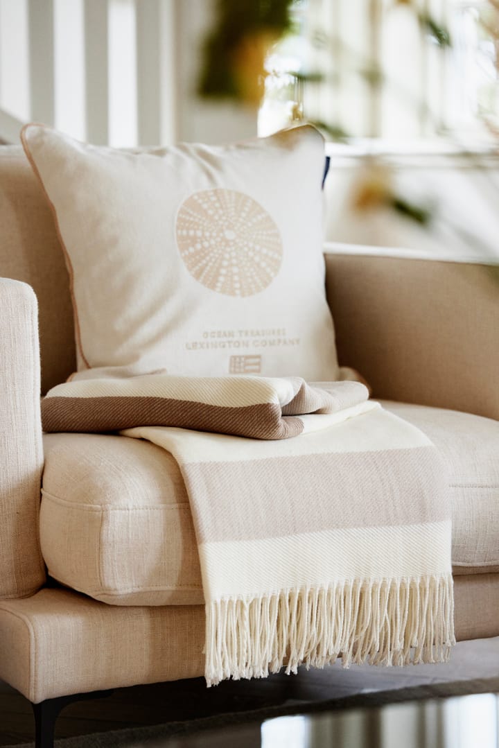 Sea Embroidered Recycled Cotton kuddfodral 50x50cm, White-Beige Lexington