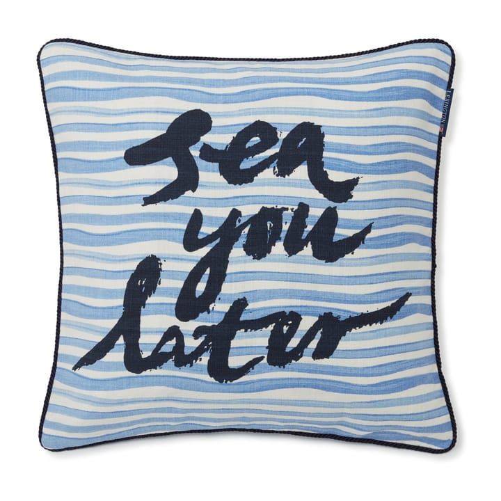 Sea You Later Cotton Canvas kuddfodral 50x50 cm, White-blue Lexington