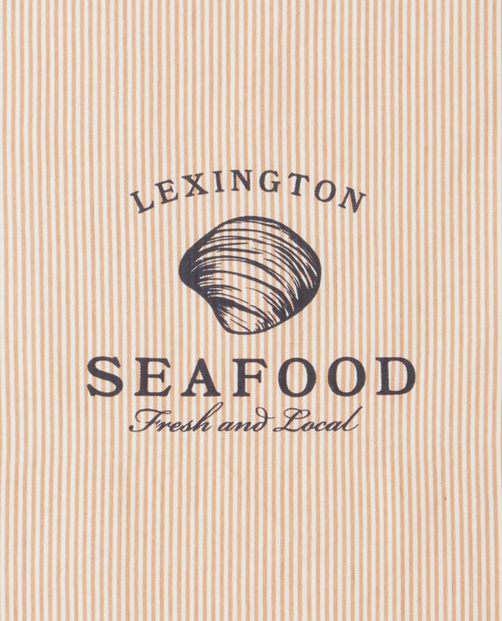 Seafood Striped & Printed kökshandduk 50x70 cm - Beige-vit - Lexington