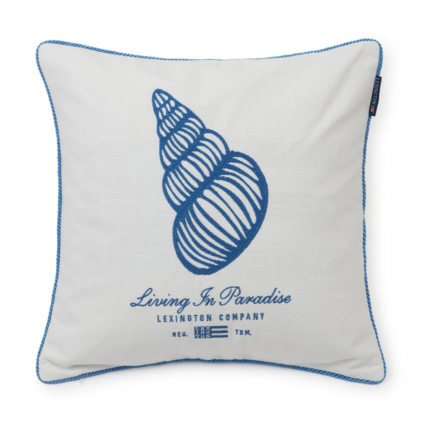 Seashell Cotton Canvas kuddfodral 50x50 cm, White-blue Lexington