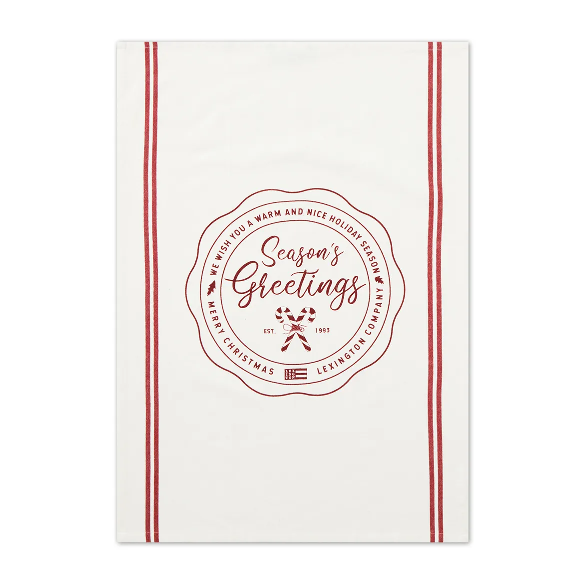 Seasons Greetings Printed kökshandduk 50x70 cm, White-red Lexington