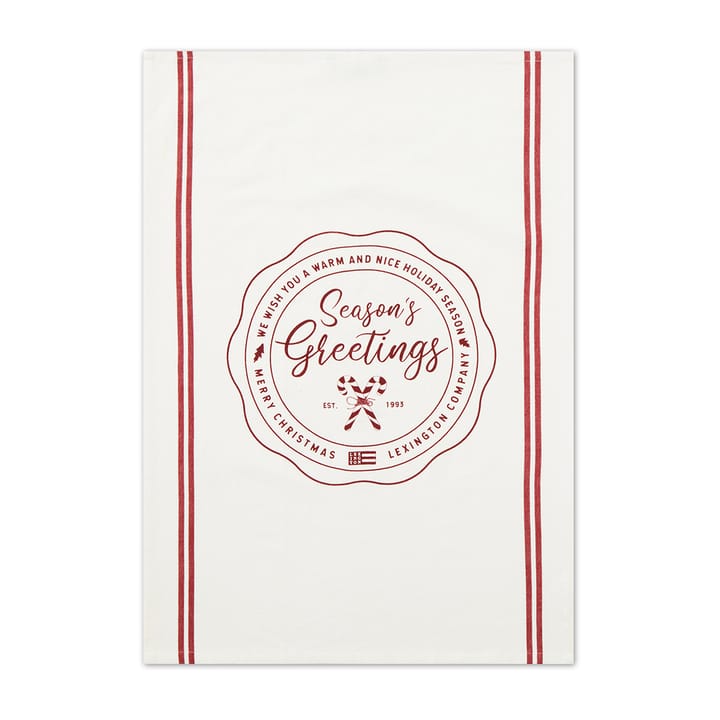 Seasons Greetings Printed kökshandduk 50x70 cm - White-red - Lexington