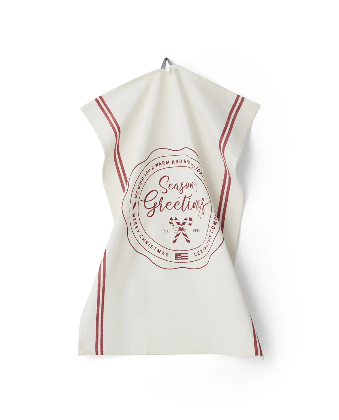 Seasons Greetings Printed kökshandduk 50x70 cm, White-red Lexington