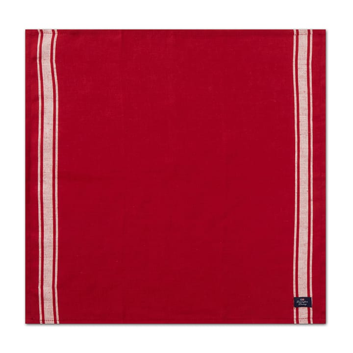 Side Striped Cotton Linen servett 50x50 cm - Red-white - Lexington