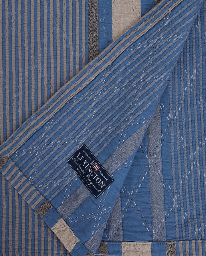 Side Striped Soft Quilted överkast 240x260 cm, Blue Lexington