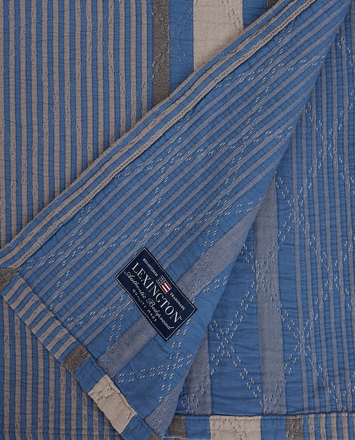 Side Striped Soft Quilted överkast 240x260 cm - Blue - Lexington