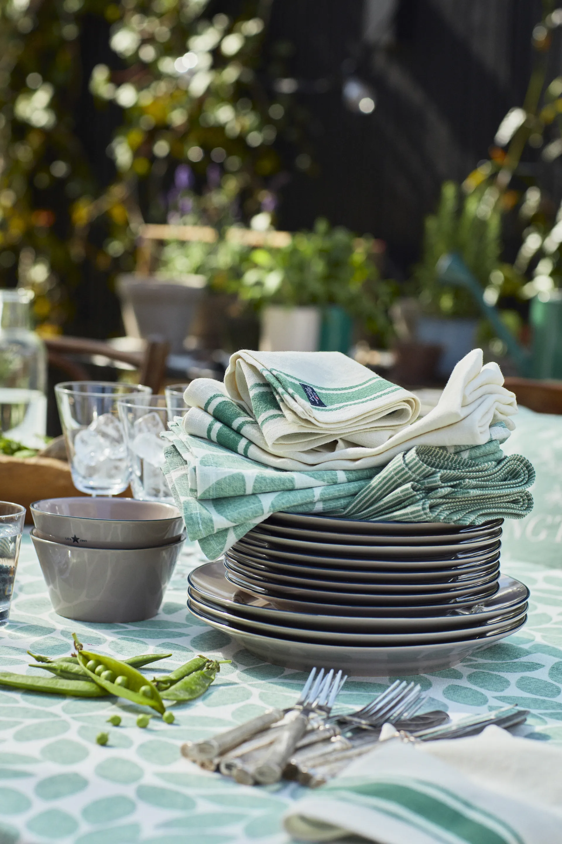 Side Stripes tygservett 50x50 cm, Grön Lexington