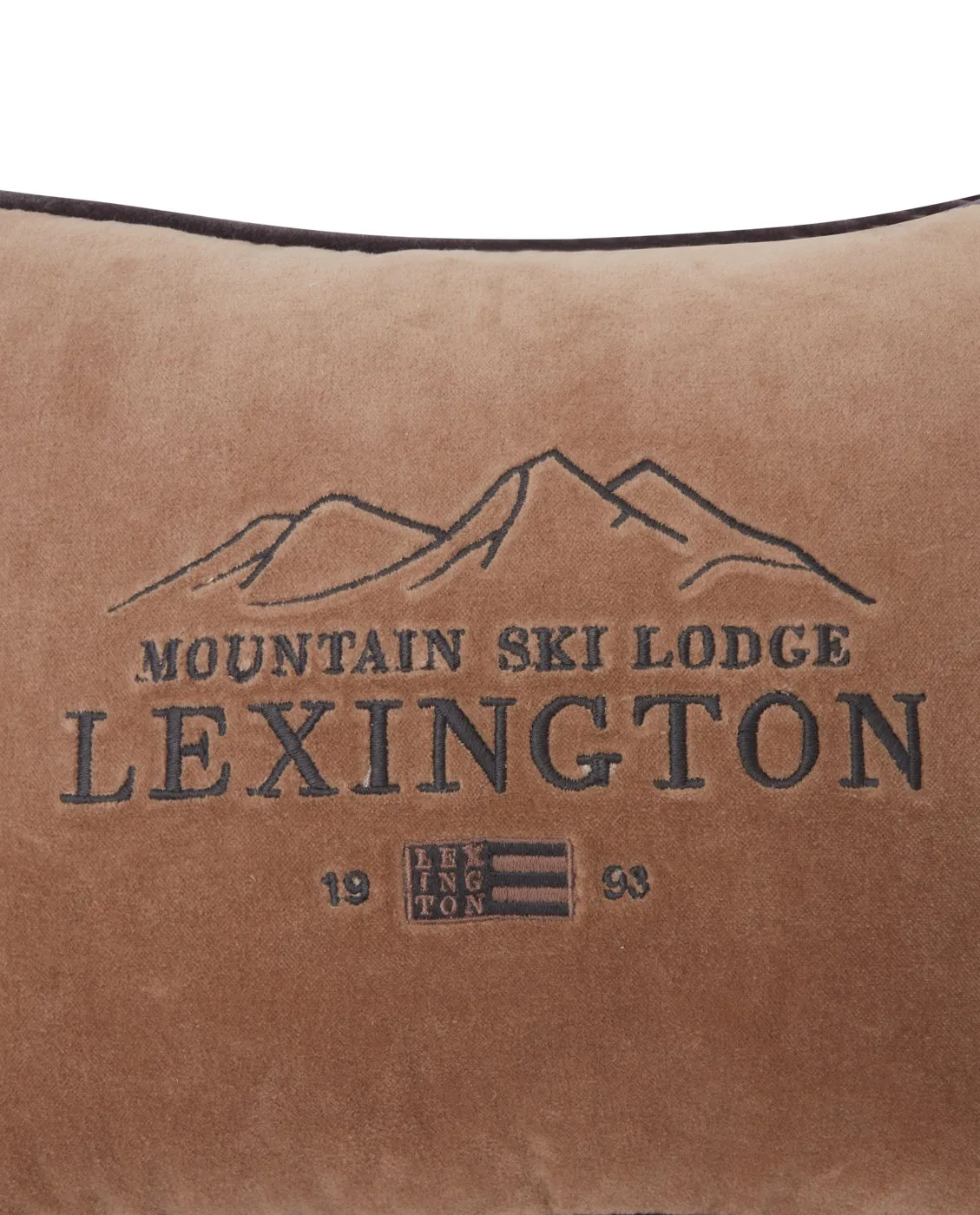 Ski Lodge Organic Cotton Velvet kudde 30x40 cm, Beige-dark gray Lexington