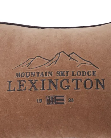 Ski Lodge Organic Cotton Velvet kudde 30x40 cm - Beige-dark gray - Lexington