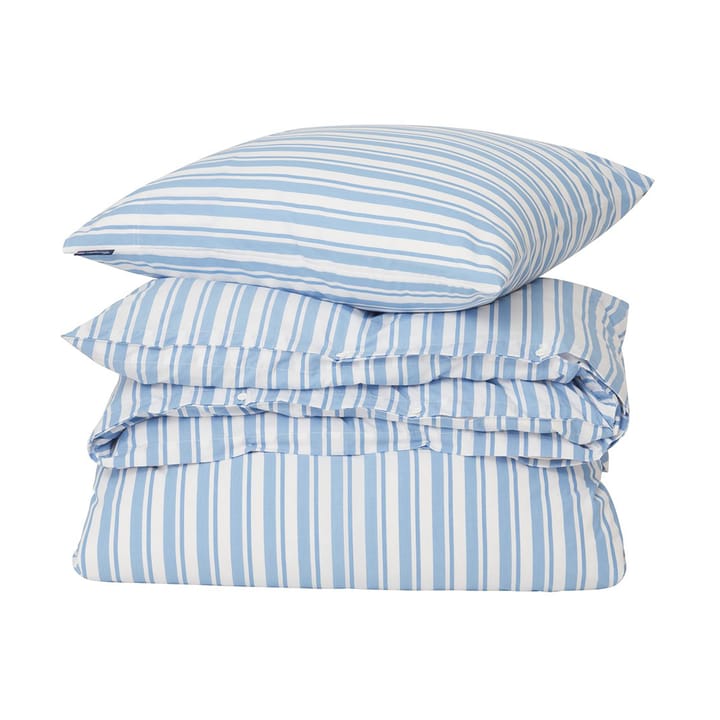 Striped Cotton Poplin bäddset - White-Blue, 2 örngott - Lexington