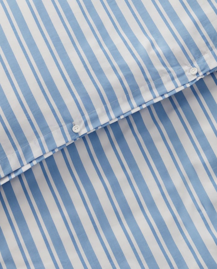 Striped Cotton Poplin bäddset - White-Blue, 2 �örngott - Lexington