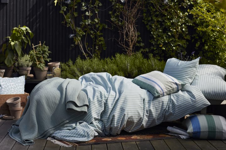 Striped Cotton Poplin påslakan 150x210 cm, Grön Lexington