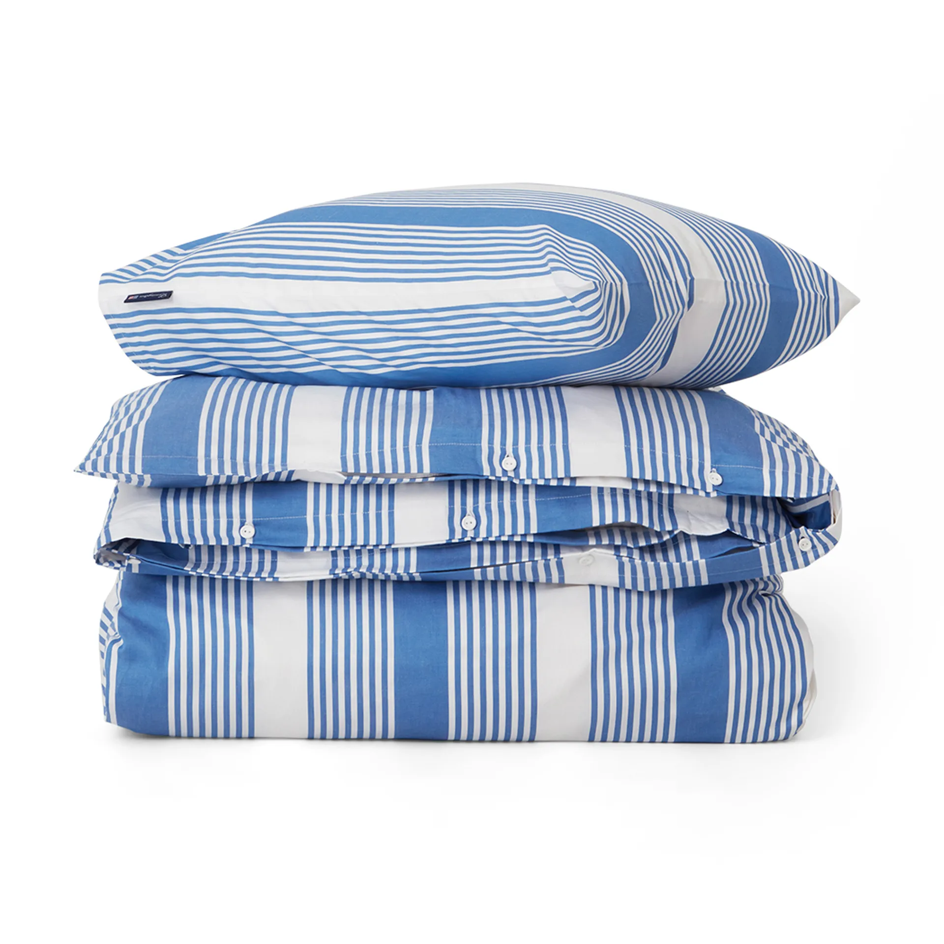 Striped Cotton Sateen bäddset 150x210 cm, Blå-vit Lexington