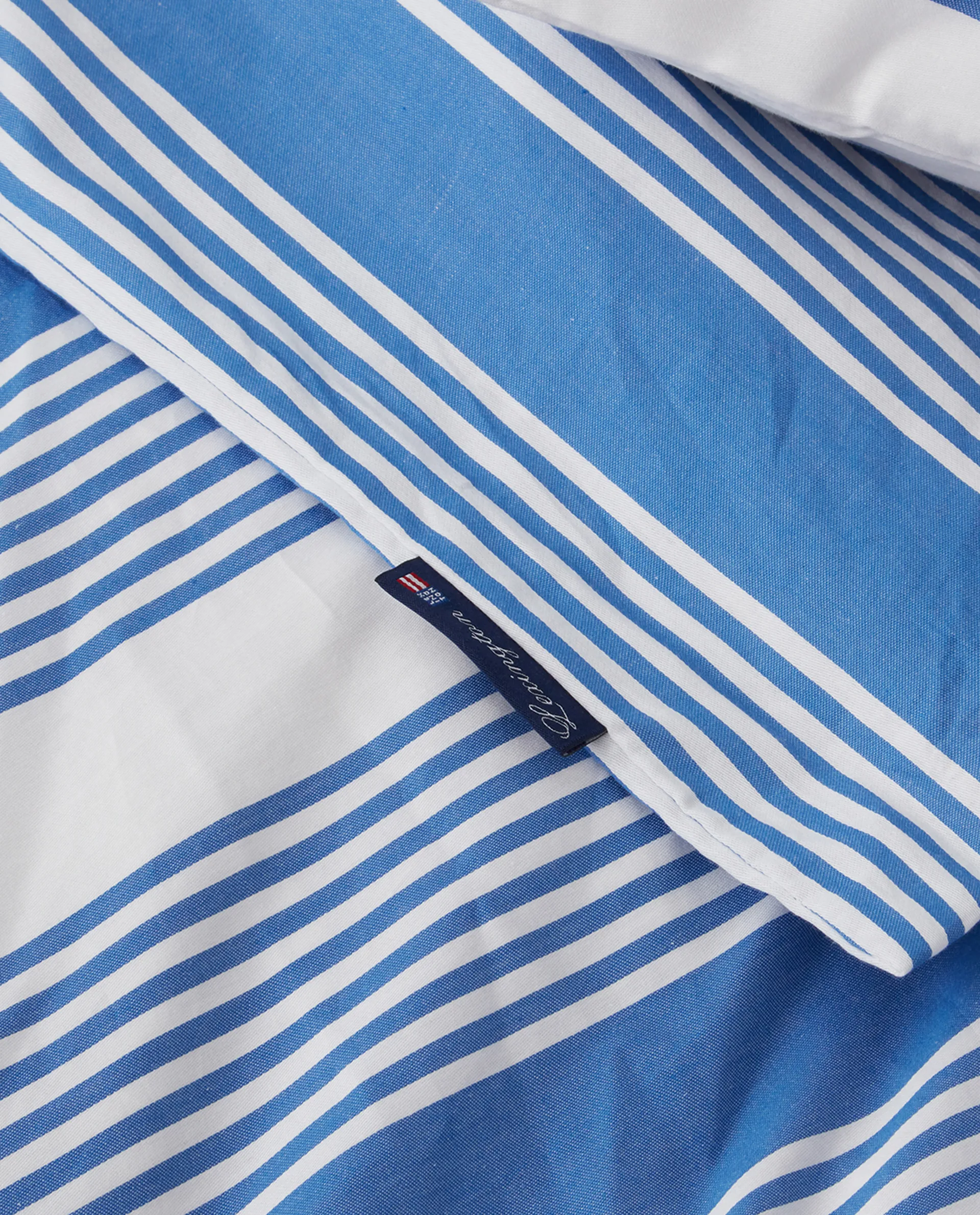 Striped Cotton Sateen bäddset 150x210 cm, Blå-vit Lexington