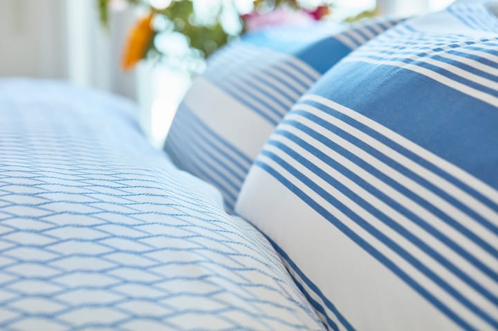 Striped Cotton Sateen bäddset 150x210 cm, Blå-vit Lexington