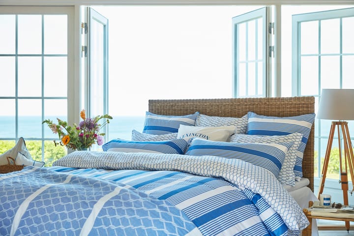 Striped Cotton Sateen bäddset 150x210 cm, Blå-vit Lexington