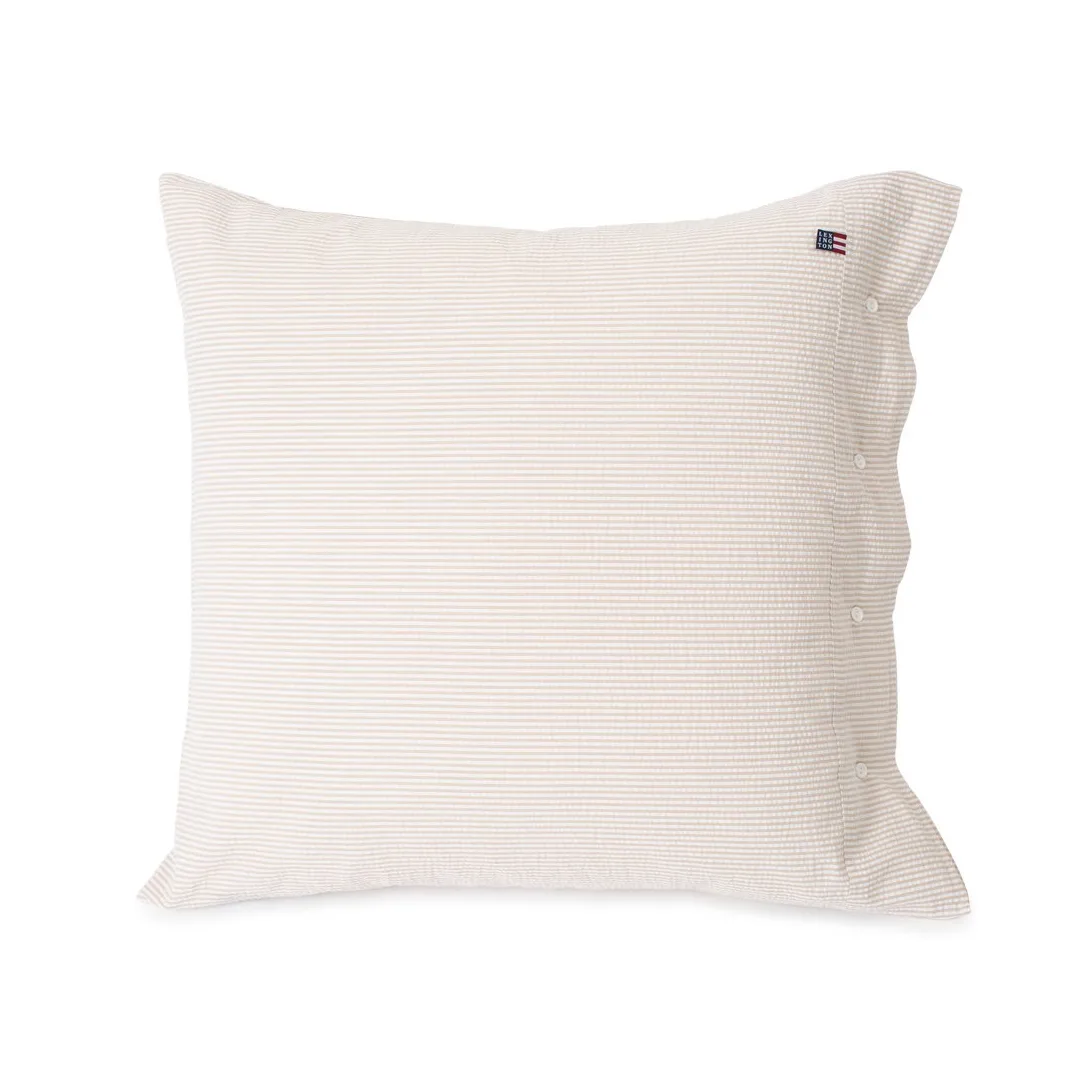 Striped Cotton Seersucker örngott 65x65 cm, Beige-vit Lexington