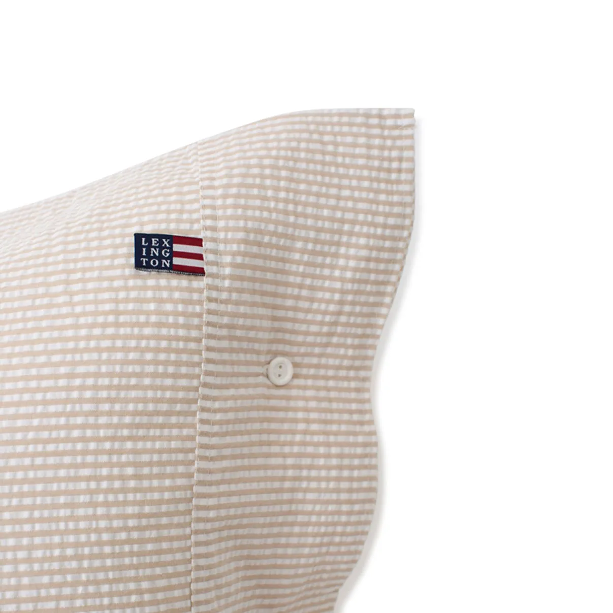 Striped Cotton Seersucker örngott 65x65 cm, Beige-vit Lexington