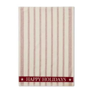 Striped Cotton Terry jacquard kökshandduk 50x70 cm - Beige-red - Lexington