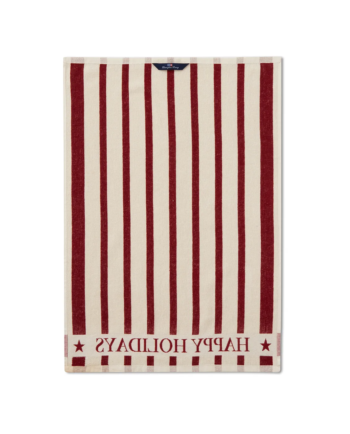 Striped Cotton Terry jacquard kökshandduk 50x70 cm, Beige-red Lexington