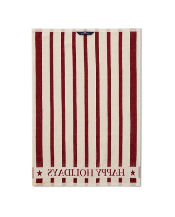 Striped Cotton Terry jacquard kökshandduk 50x70 cm - Beige-red - Lexington
