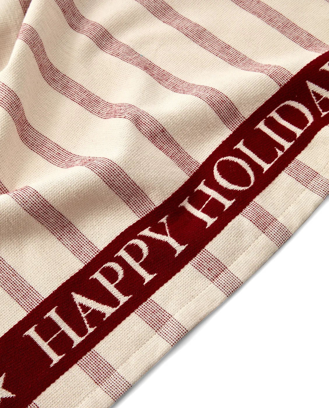 Striped Cotton Terry jacquard kökshandduk 50x70 cm, Beige-red Lexington