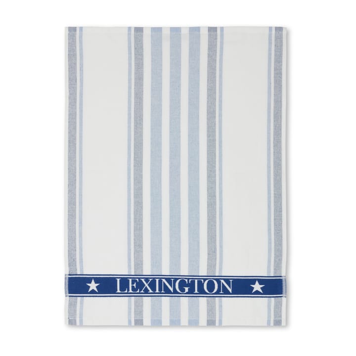 Striped Cotton Terry kökshandduk 50x70 cm, White-blue Lexington