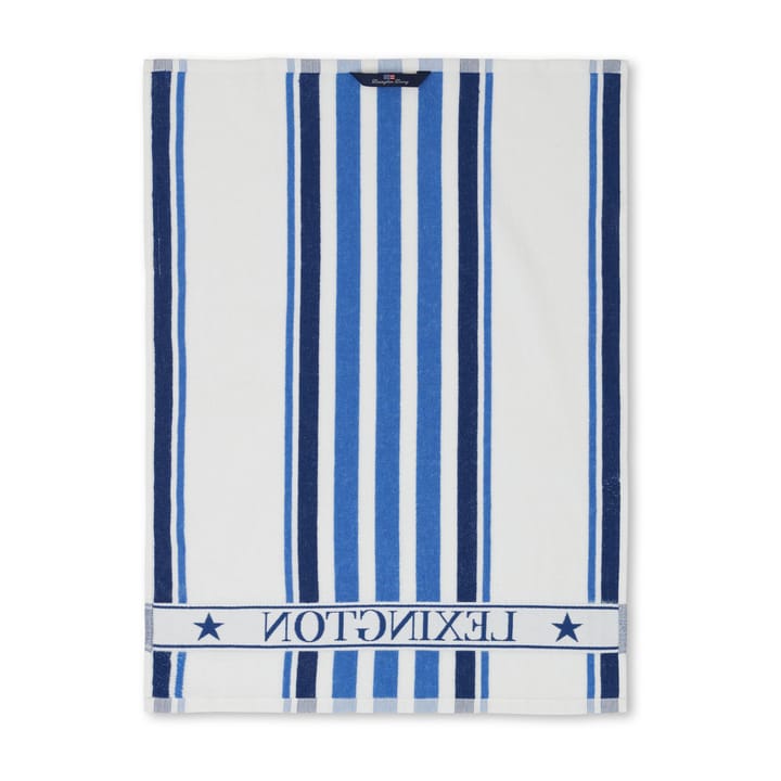 Striped Cotton Terry kökshandduk 50x70 cm, White-blue Lexington