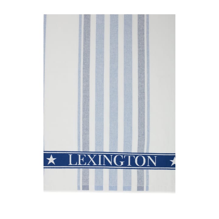 Striped Cotton Terry kökshandduk 50x70 cm, White-blue Lexington