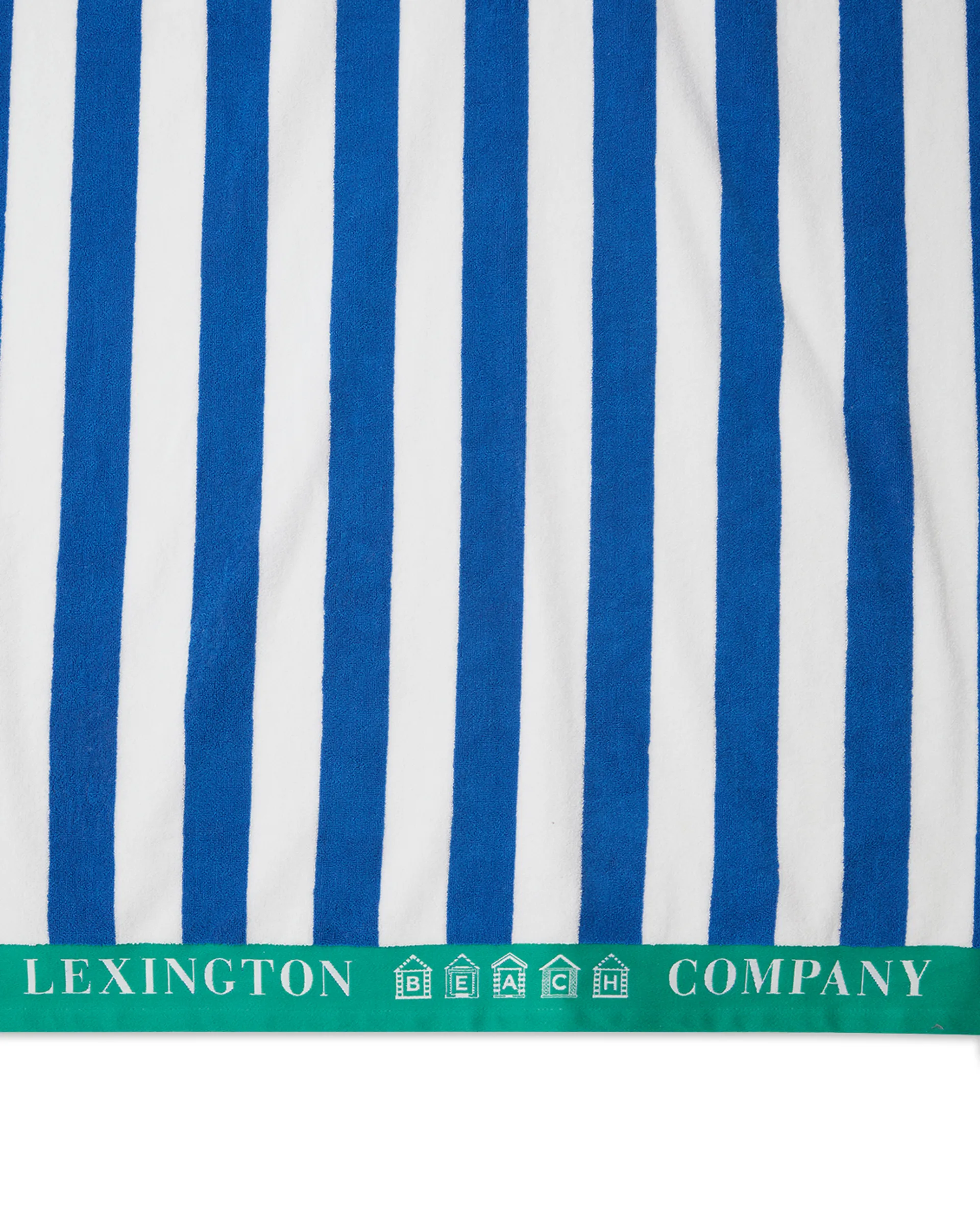Striped Cotton Terry strandhandduk 100x180 cm, Blå-vit-grön Lexington