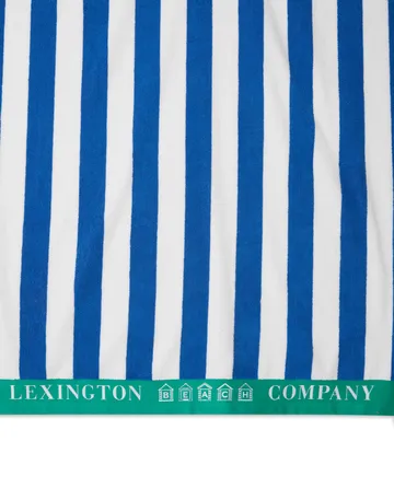 Striped Cotton Terry strandhandduk 100x180 cm - Blå-vit-grön - Lexington