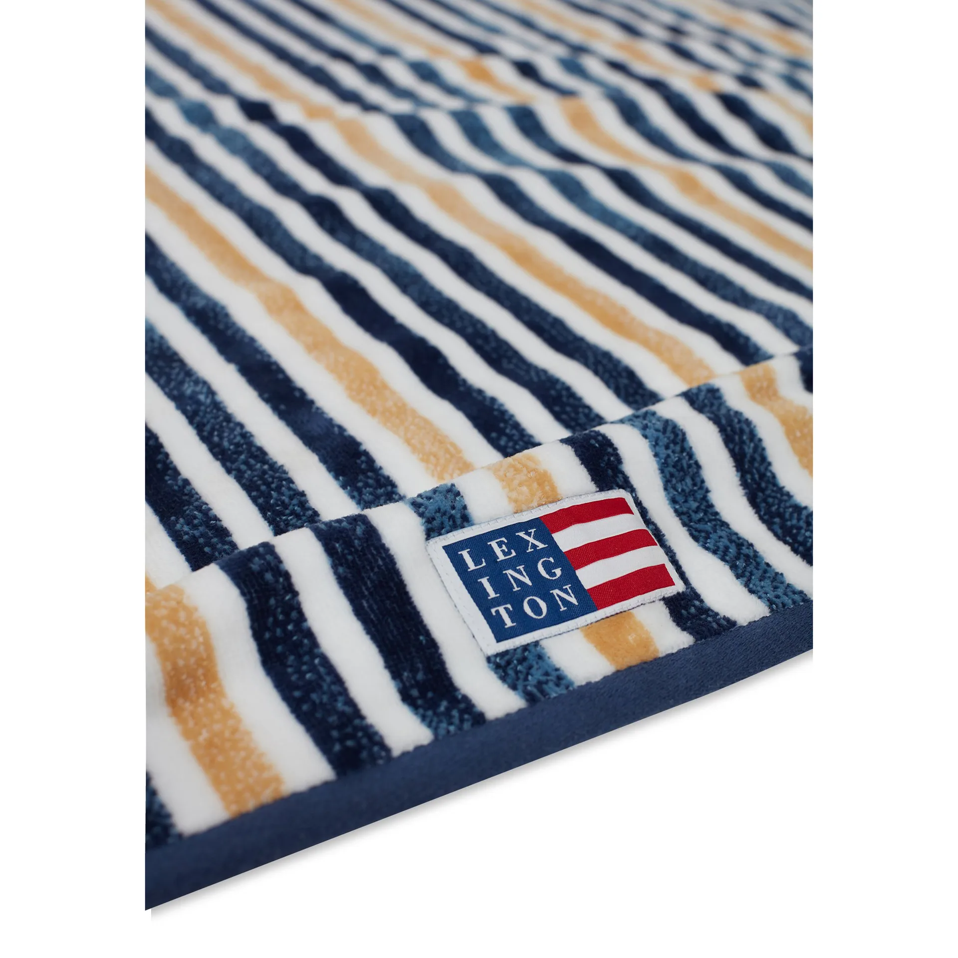 Striped Cotton Velour badlakan 100x180 cm, Blue-white-oat Lexington