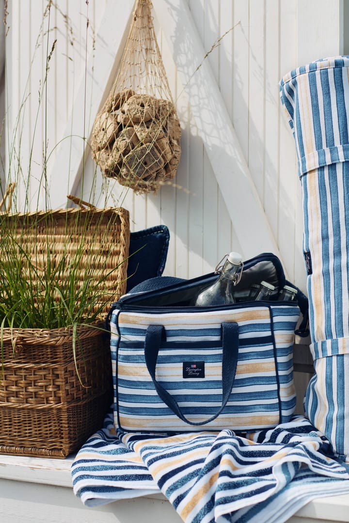 Striped Cotton Velour badlakan 100x180 cm, Blue-white-oat Lexington