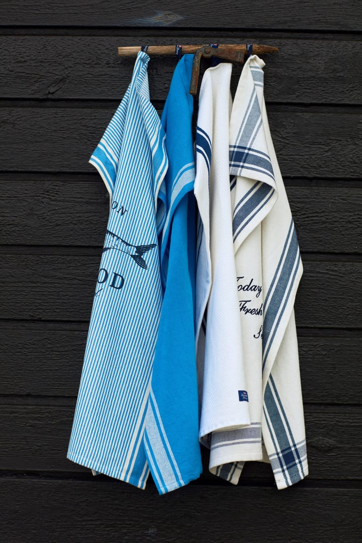Striped Linen Cotton kökshandduk 50x70 cm, Blå-vit Lexington