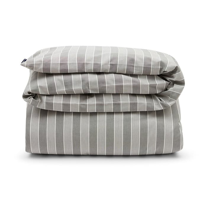 Striped lyocell och bomulls påslakan 220x220 cm - Gray/Off White - Lexington