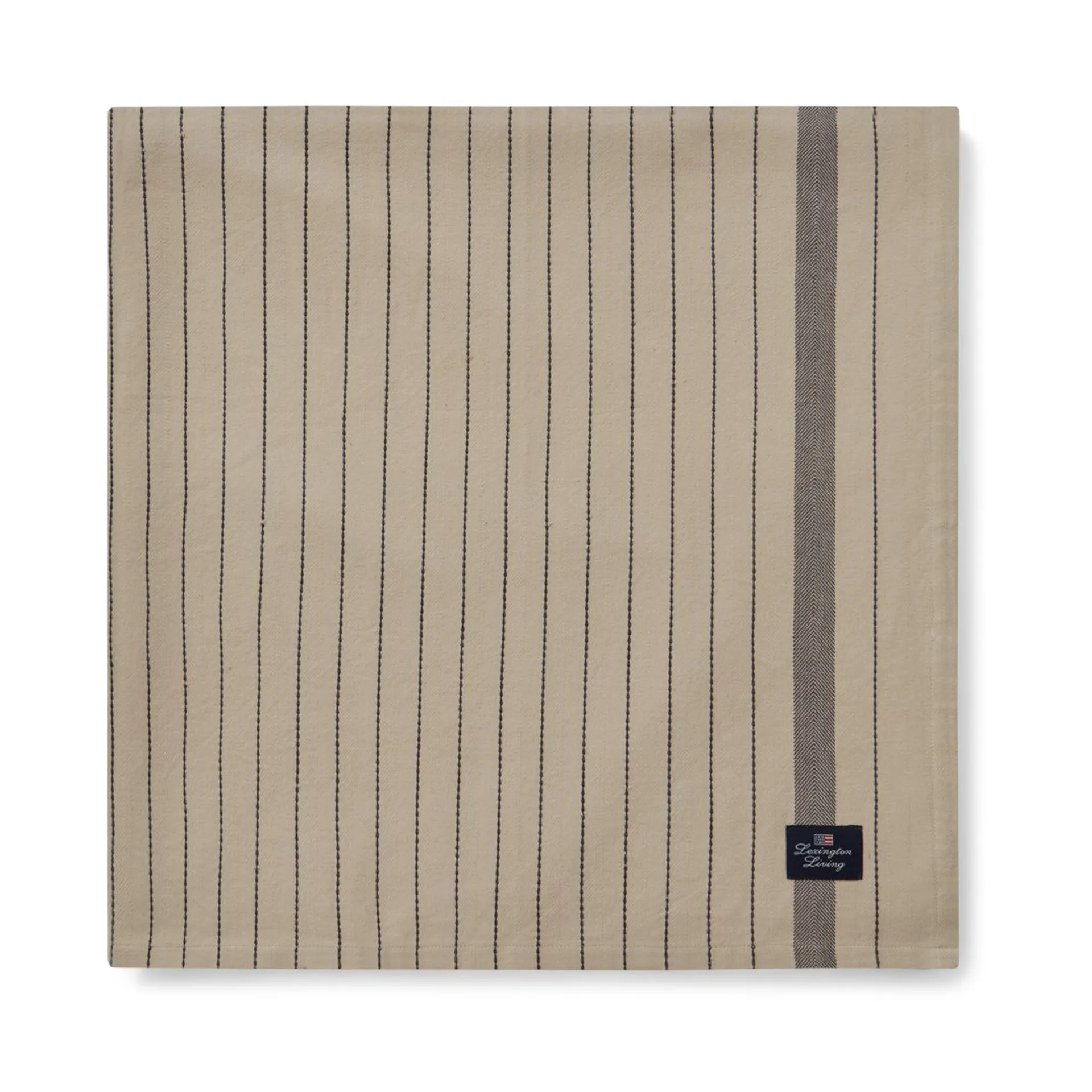 Striped Organic Cotton bordsduk 150x250 cm, Beige-dark gray Lexington