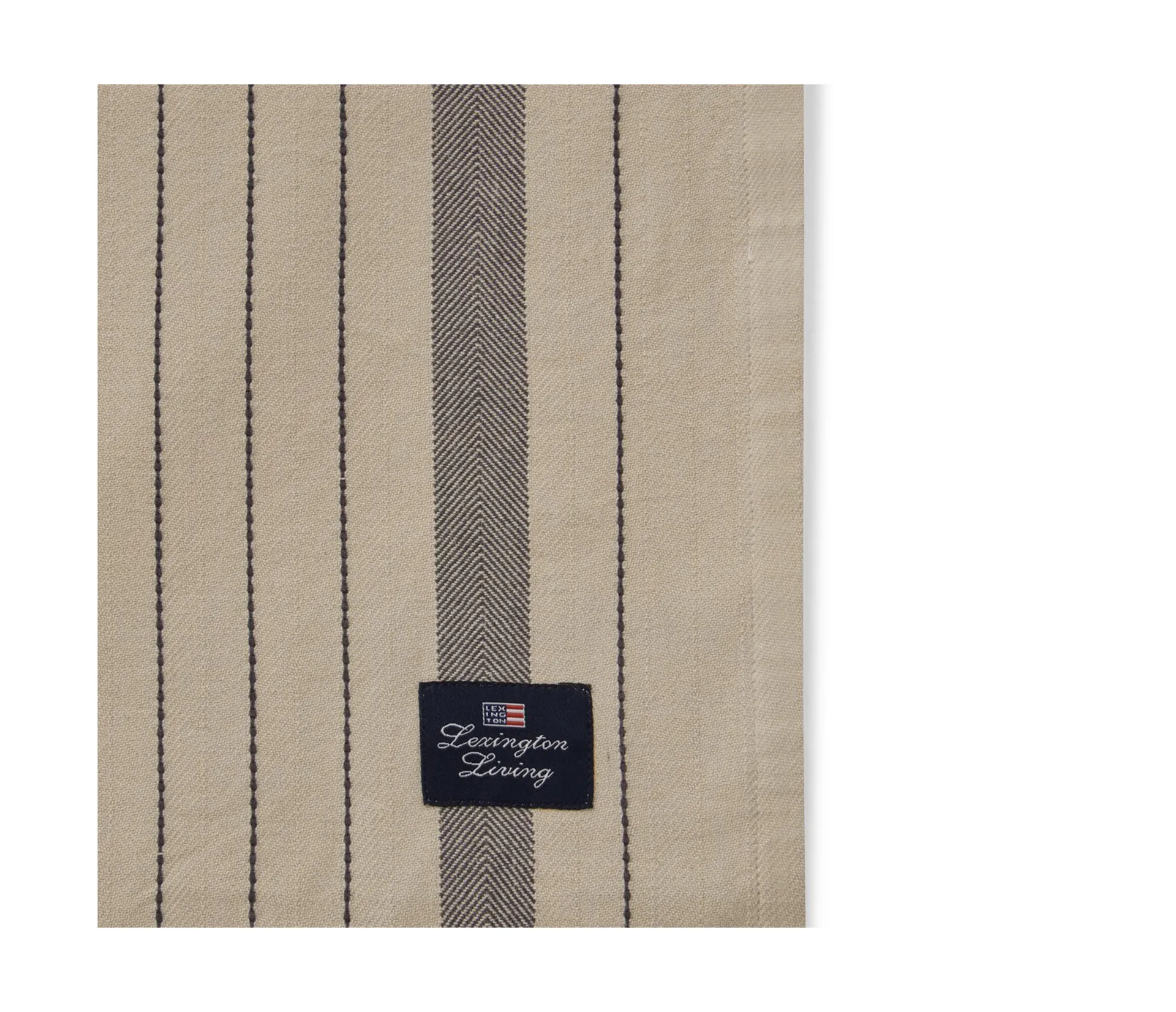 Striped Organic Cotton bordsduk 150x250 cm, Beige-dark gray Lexington