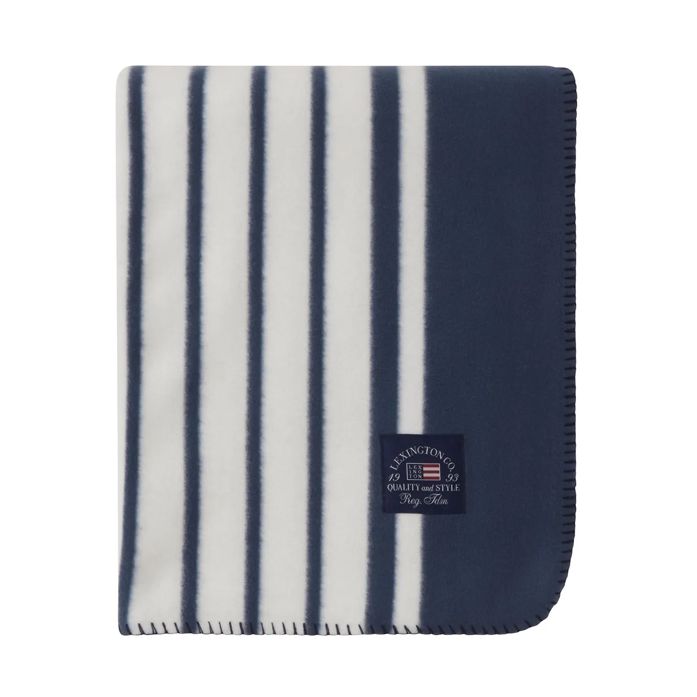 Striped Recycled Polyester fleecefilt 130x170 cm, Navy Lexington