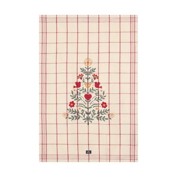 Tree linne/bomull kökshandduk - White-red-green, 50x70 cm - Lexington