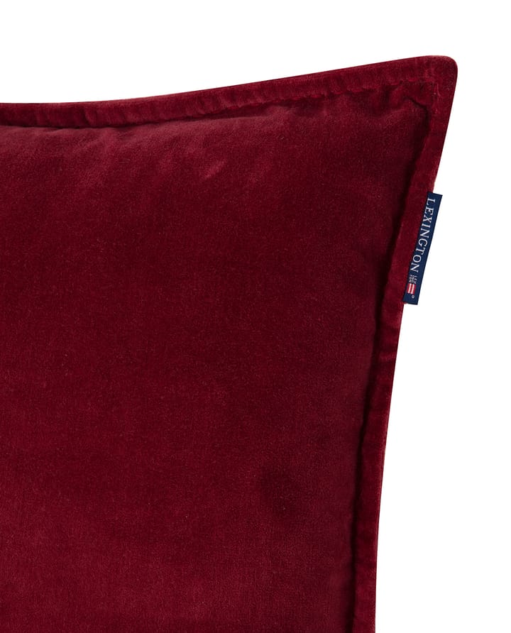 Velvet kuddfodral med kant 50x50 cm - Dark red - Lexington